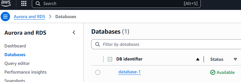 AWS RDS Database running